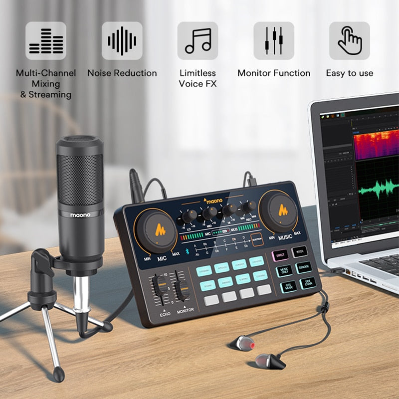 All-In-One Sound Card Podcaster Microphone Mixer Kit, Best sound effects & music for creators