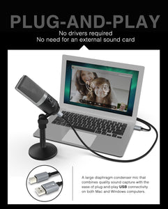 USB Microphone for podcast, youtube, gaming Recording, voice over, Best sound effects & music for creators