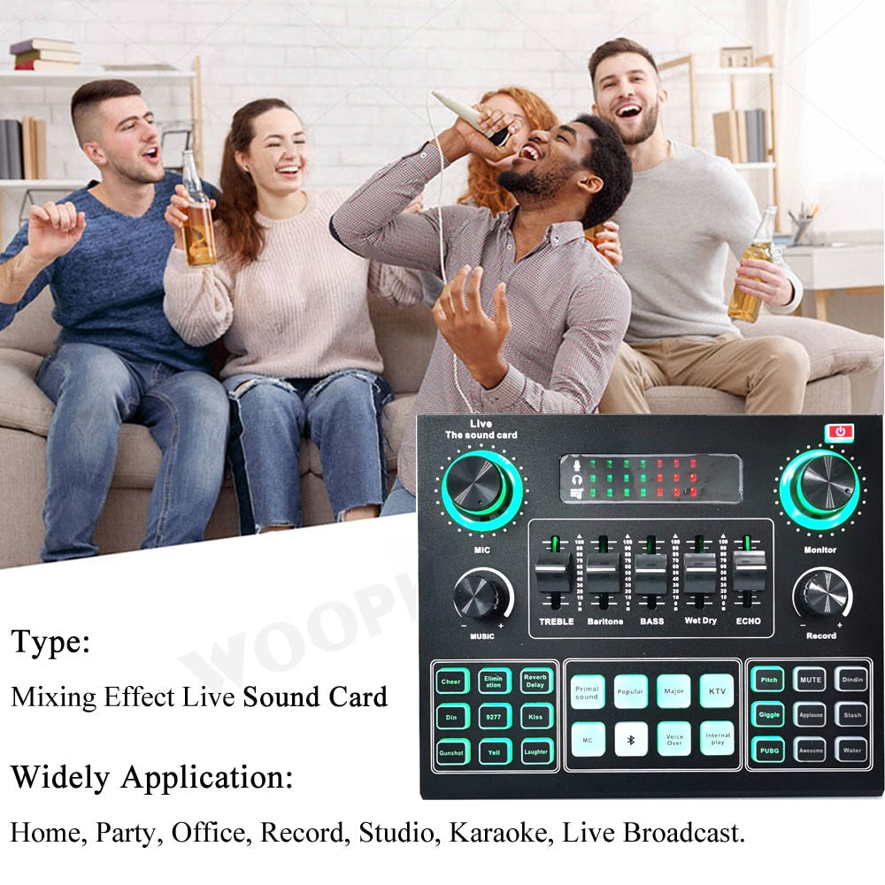 Full Set Podcaster kit with Condenser Microphone + Mixer Sound Card Live Broadcast, Best sound effects & music for creators