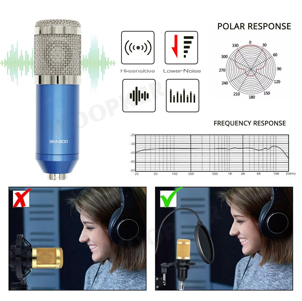 Full Set Podcaster kit with Condenser Microphone + Mixer Sound Card Live Broadcast, Best sound effects & music for creators