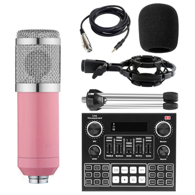 Full Set Podcaster kit with Condenser Microphone + Mixer Sound Card Live Broadcast, Best sound effects & music for creators