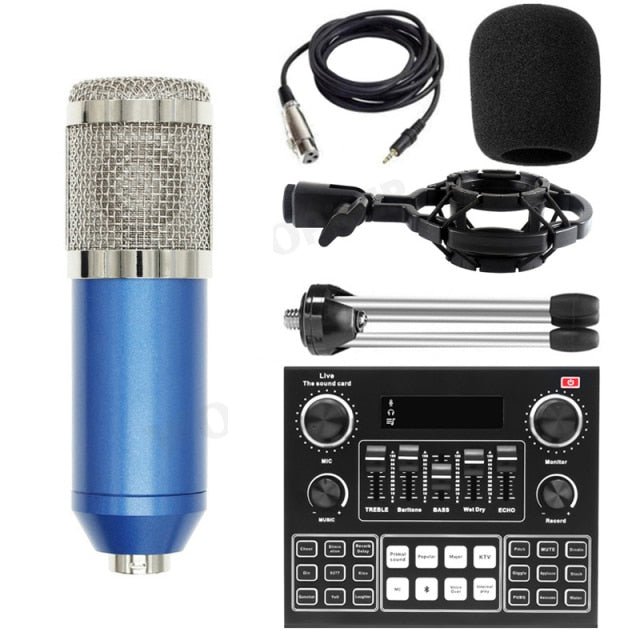 Full Set Podcaster kit with Condenser Microphone + Mixer Sound Card Live Broadcast, Best sound effects & music for creators